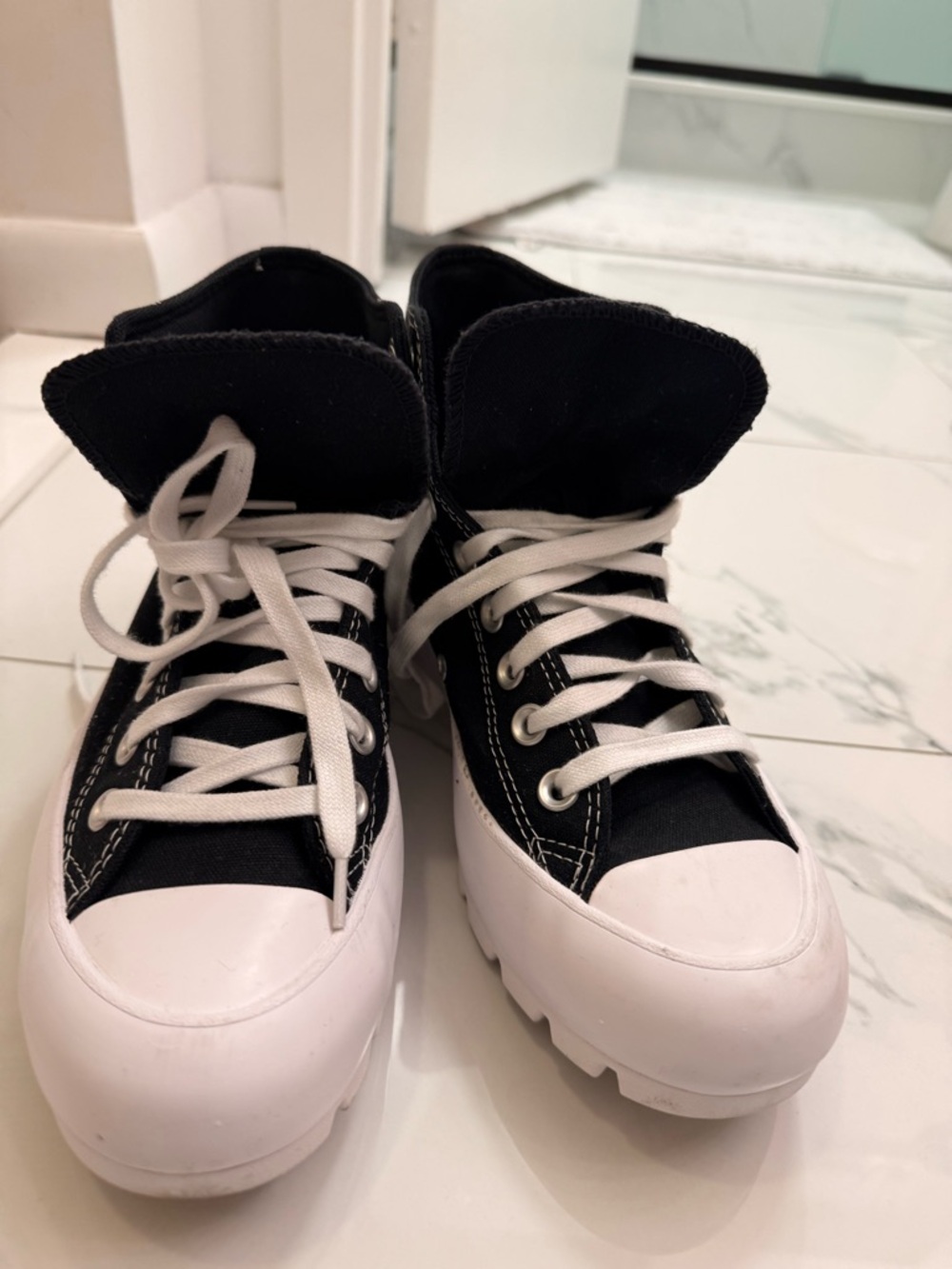Converse Black High-Top All Star Sneakers with White Sole - Picture 2 of 6